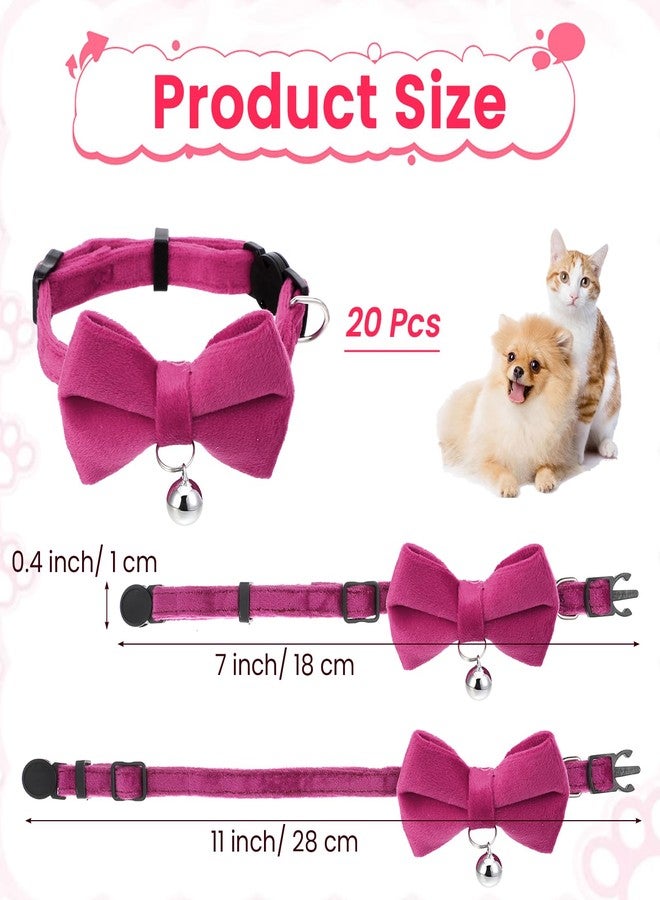 JOUTYFOR 20 Pcs Cat Bowtie Collars with Bell, Solid Colors Kitten Bow Breakaway Cat Bowtie for Boys Girls, Adjustable Pet Collar with Safety Buckle Kitten Puppy Pet Accessories - Image 2